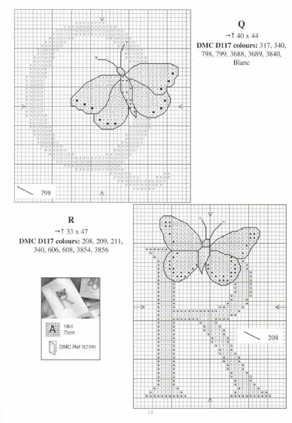 Schema punto croce Farfalla Qr