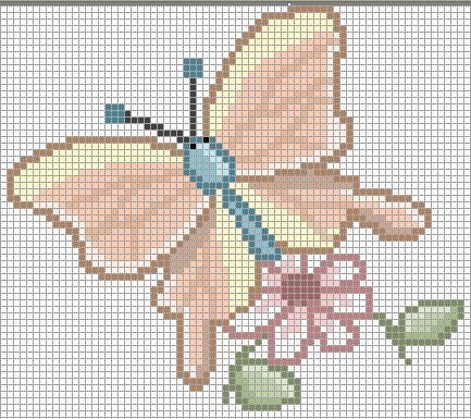 Schema punto croce Farfalla Su Fiore
