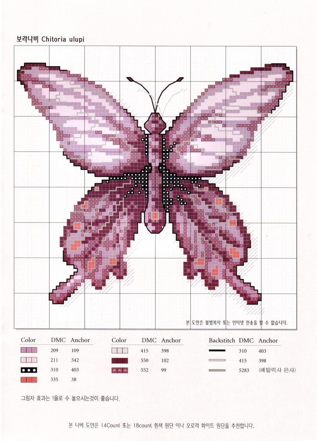 Schema punto croce Farfalla Viola