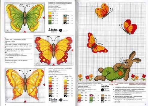 Schema punto croce Farfalle-coniglio