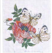 Schema punto croce Farfalle Fiore Rosso