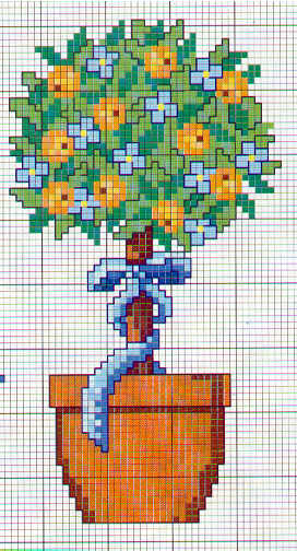 Schema punto croce Fiori Albero