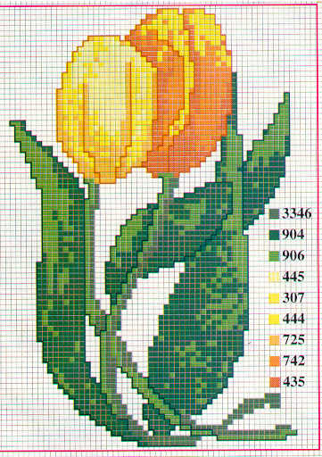 Schema punto croce Fiori Tulipani 2