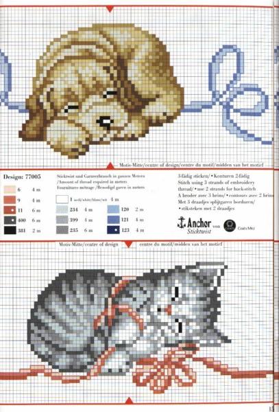 Schema punto croce Bebe Gattino Cagnolino