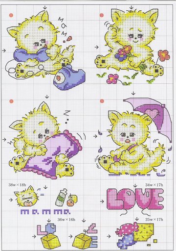 Schema punto croce Gatti Addormentati