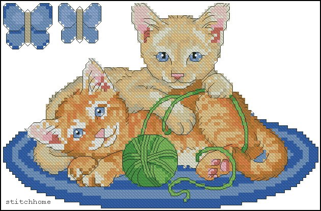 Schema punto croce Gatti Nel Piatto