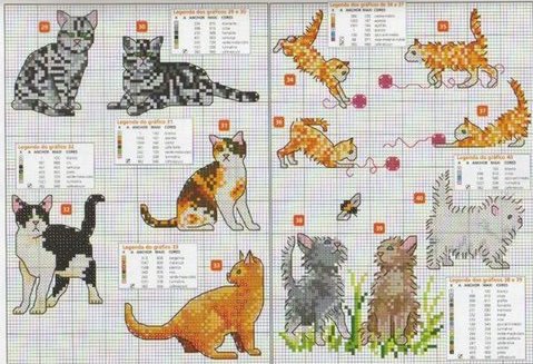 Schema punto croce Gatti Vari4