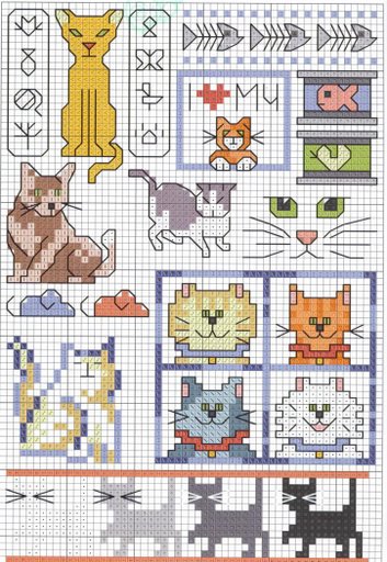 Schema punto croce Gatti Vari9