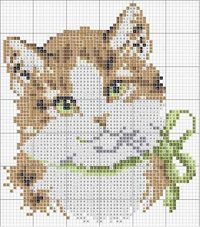 Schema punto croce Gattino Fiocco Verde