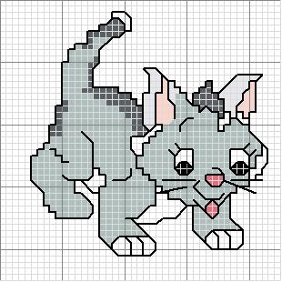 Schema punto croce Gattino Grigiastro