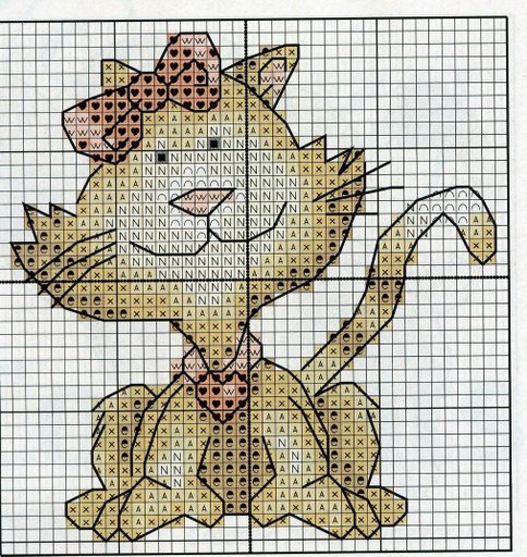 Schema punto croce Gatto Con Fiocco