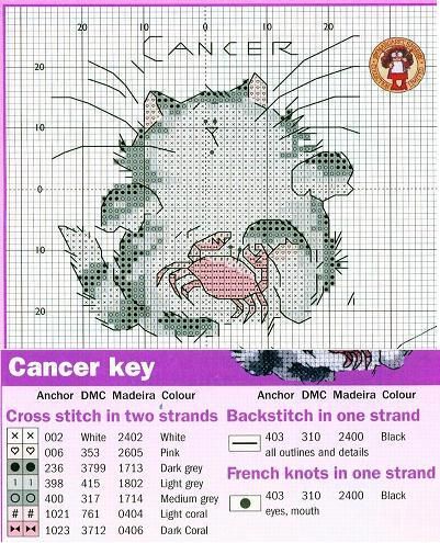 Schema punto croce Gatto Del Cancro