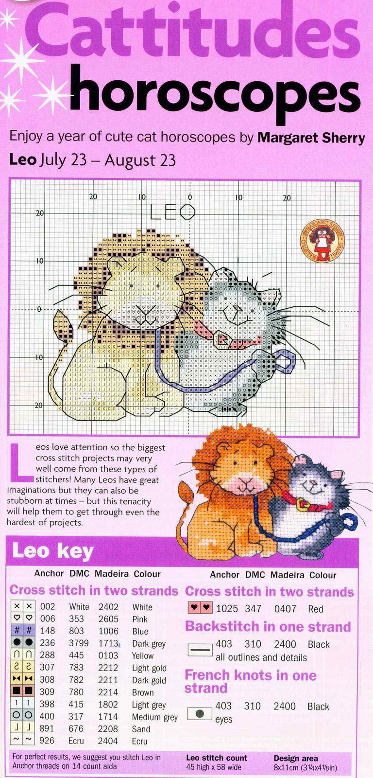 Schema punto croce Gatto Leone