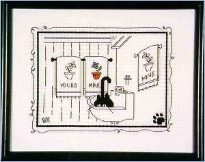 Schema punto croce Gatto Nero Lavandino1