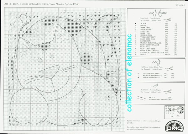 Schema punto croce Gattone 2
