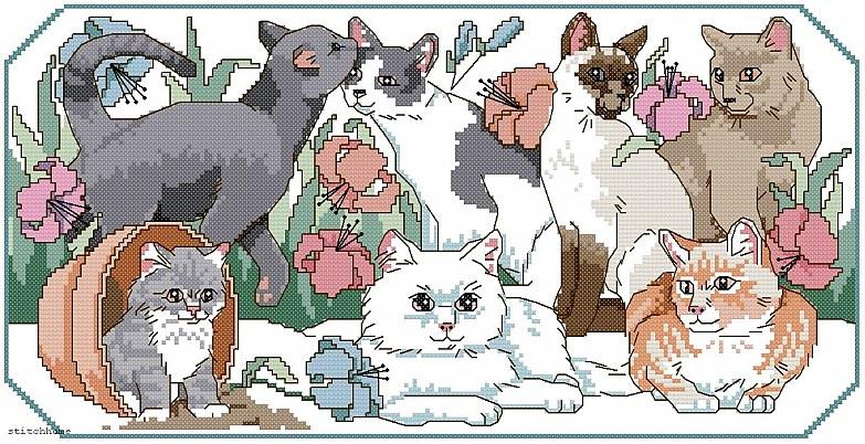 Schema punto croce Sette Gatti