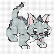 Schema punto croce Gattino Grigiastro