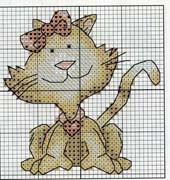 Schema punto croce Gatto Con Fiocco