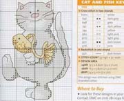Schema punto croce Gatto Con Pesce