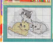 Schema punto croce Tre Gattini2