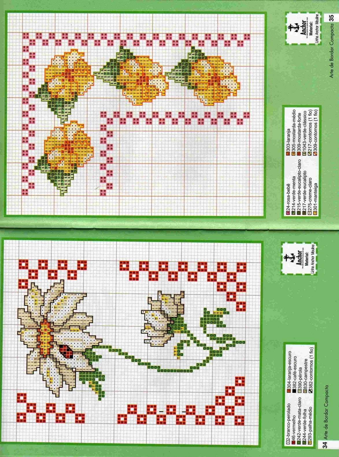 Schema punto croce Bordino Girasoli Piccoli
