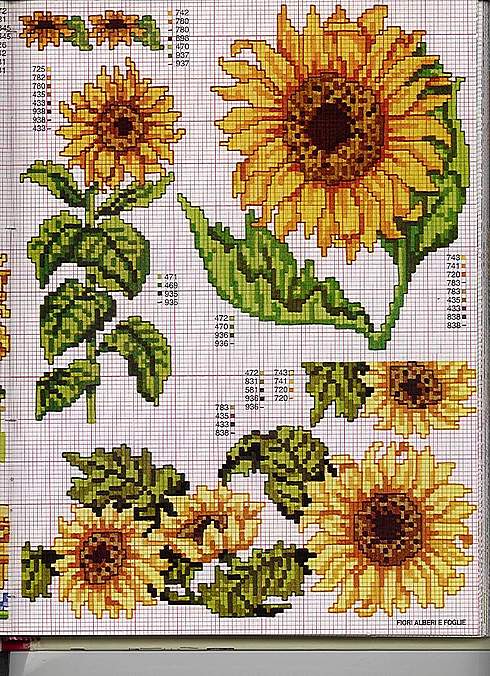 Schema punto croce Tanti Girasoli