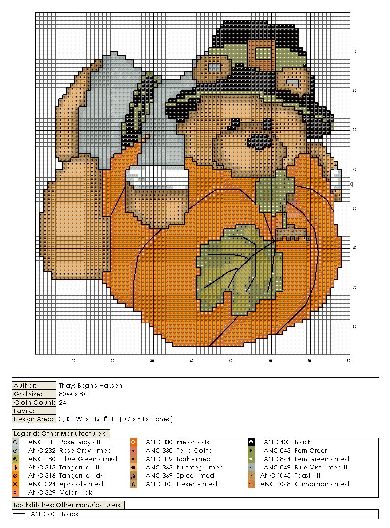Schema punto croce Orso Zucca
