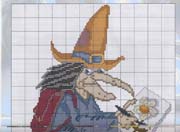 Schema punto croce Strega Cappello Giallo 1