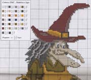 Schema punto croce Strega Funghi 1