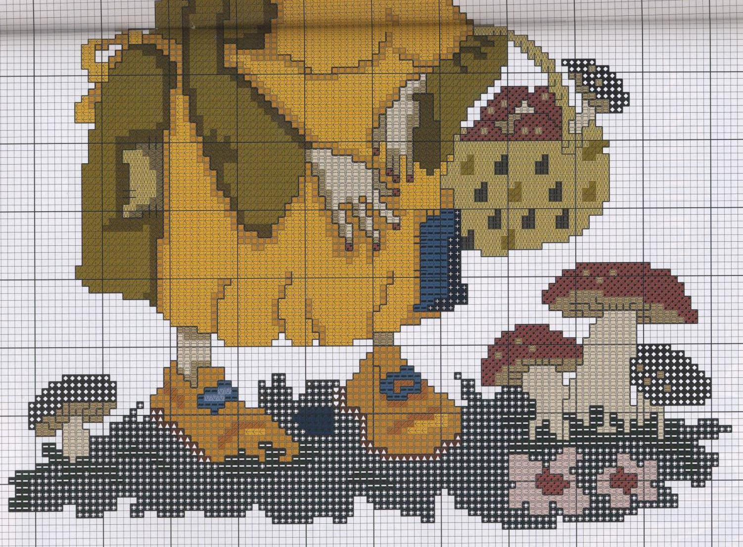 Schema punto croce Strega Funghi 2