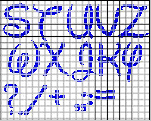 Schema punto croce Alfabeto Maiuscolo Walt 2