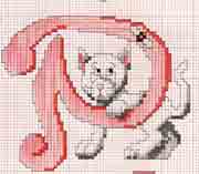 Schema punto a croce Iniziali P gatto