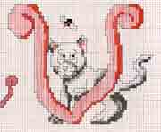 Schema punto a croce Iniziali V gatto