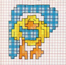 Schema punto croce Iniziale Pulcino P