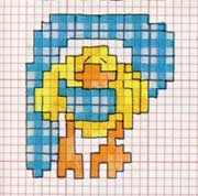 Schema punto croce Iniziale Pulcino P 