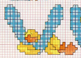 Schema punto croce Iniziale Pulcino V