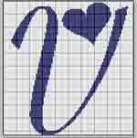 Schema punto a croce Iniziale V fiolex