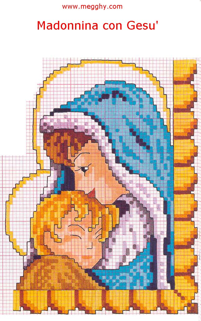 Schema punto croce Madonnina Gesu In Braccio