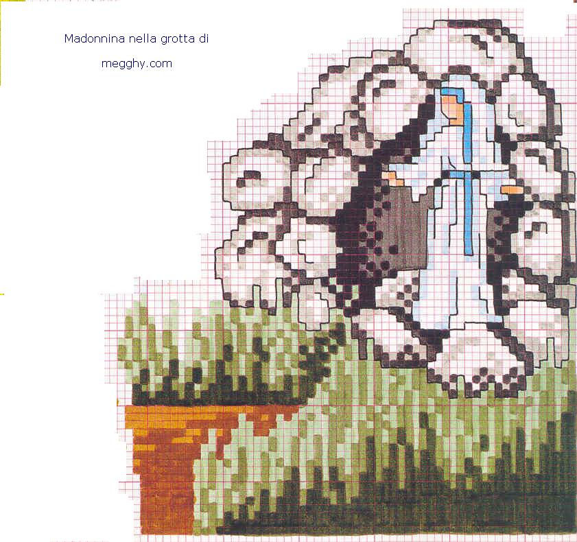 Schema punto croce Madonnina Nella Grotta