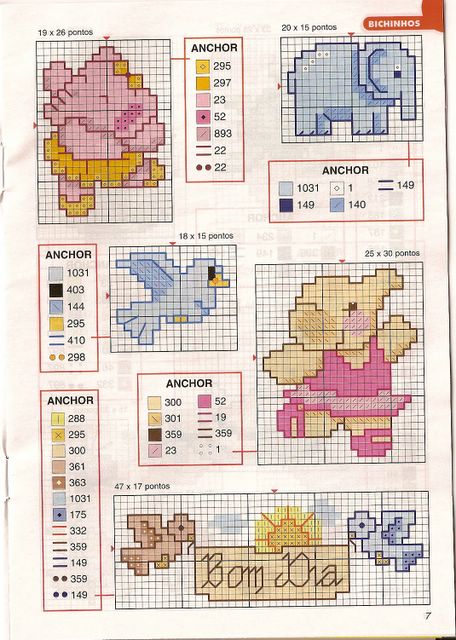 Schema punto croce Elefantini 07