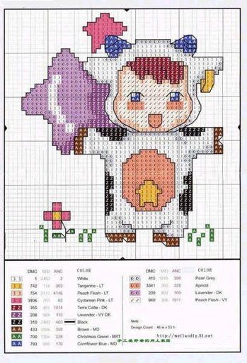 Schema punto croce Bimbo Mucca