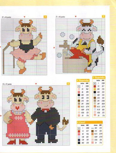 Schema punto croce Famiglia Mucca