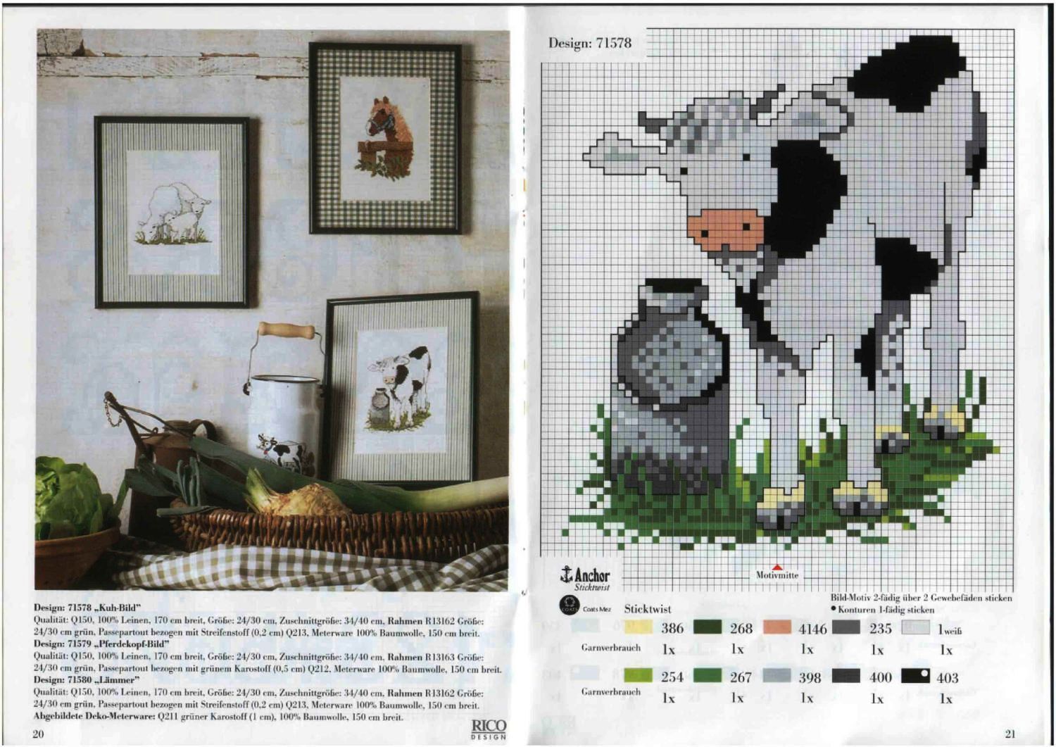 Schema punto croce Mucca 5