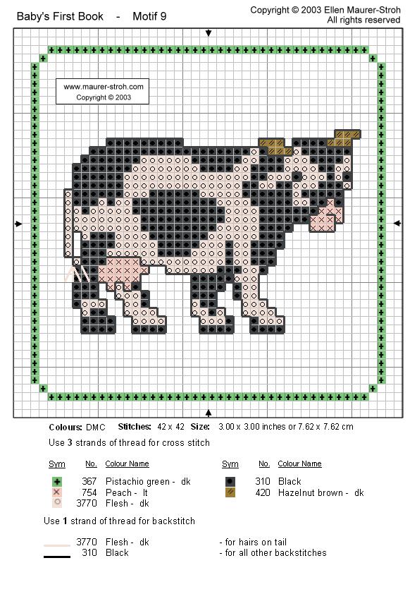 Schema punto croce Mucca Bianca Nera