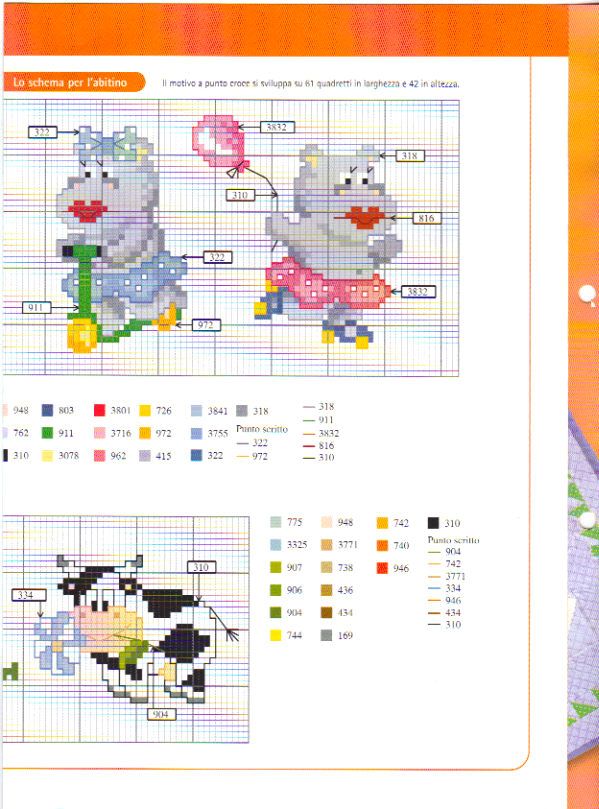 Schema punto croce Mucca Fiore