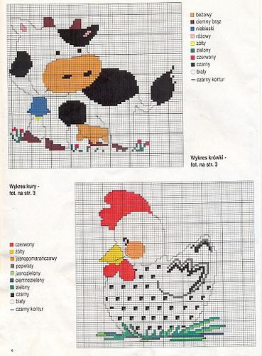 Schema punto croce Mucca Gallina