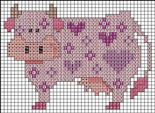 Schema punto croce Mucca Rosa 1