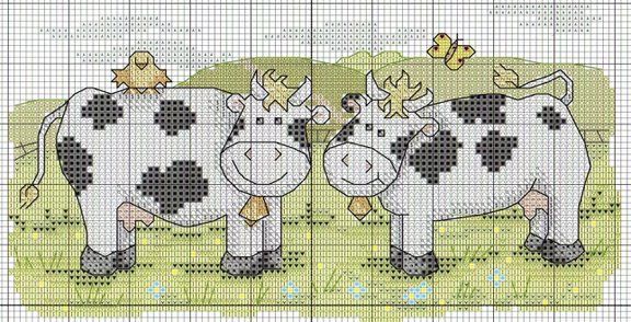 Schema punto croce Mucche Farfalla