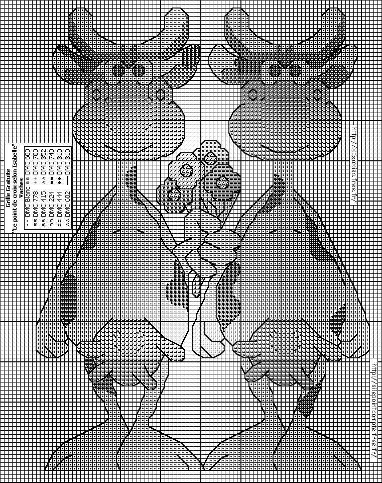 Schema punto croce Mucche Fiori 01