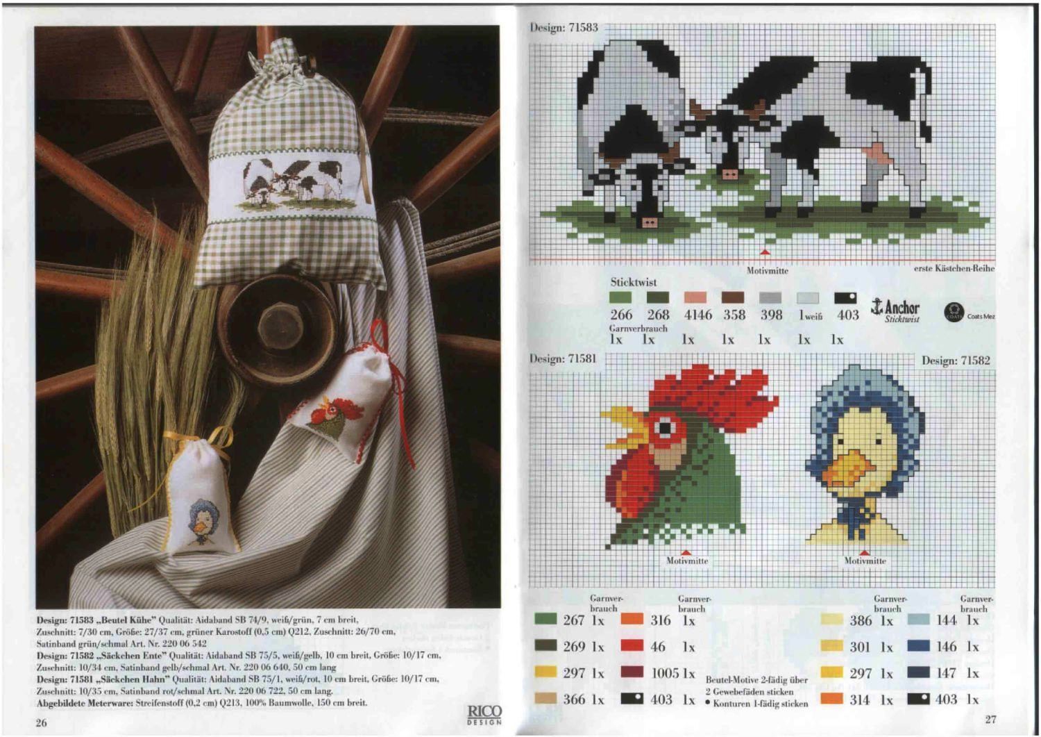 Schema punto croce Mucche Oche